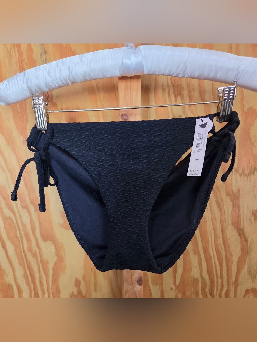 Victoria's Secret Black Textured Side-Tie Bikini Bottom